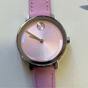 Movado Bold Evolution Watch With 34mm Pink Face & Pink Leather Band